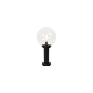 Lampe d'extérieur sur pied noire avec boule transparente 50 cm IP44 - Sfera avec ampoule LED incluse