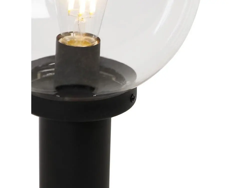 Lampe d'extérieur sur pied noire avec boule transparente 50 cm IP44 - Sfera avec ampoule LED incluse