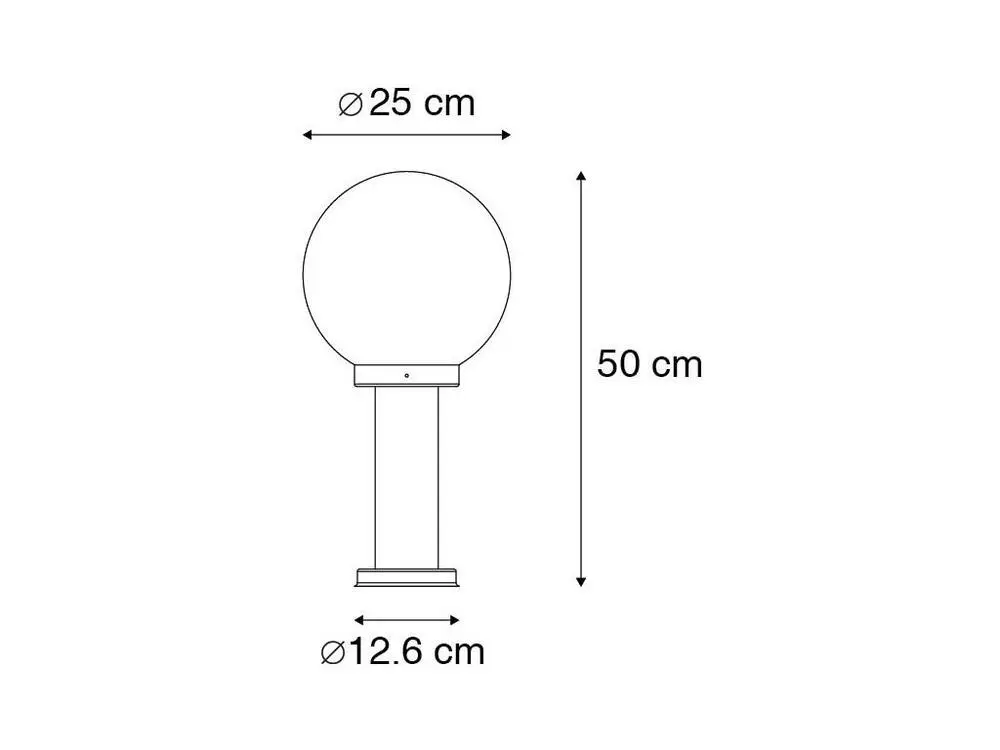 Lampe d'extérieur sur pied noire avec boule transparente 50 cm IP44 - Sfera avec ampoule LED incluse