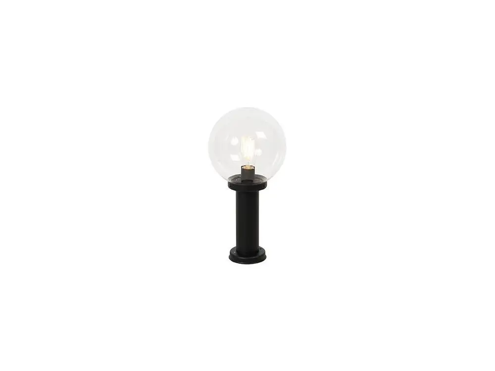 Lampe d'extérieur sur pied noire avec boule transparente 50 cm IP44 - Sfera avec ampoule LED incluse