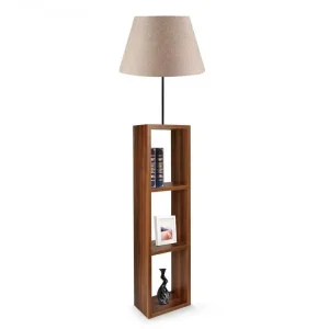Lampe à pied 140 cm. noix / sable, type e 27 max 60 W avec variateur d'intensité