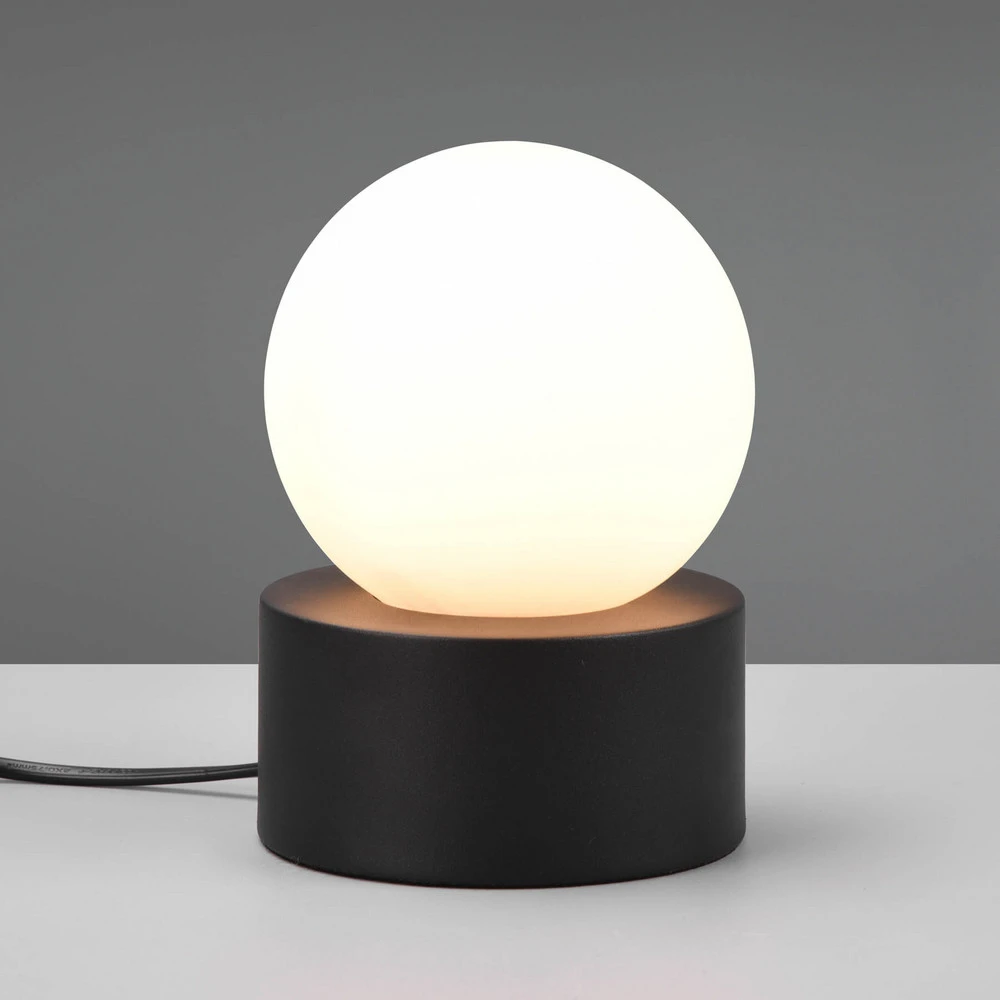 Lampe à poser Countess opale, pied métal noir - Certifié CE