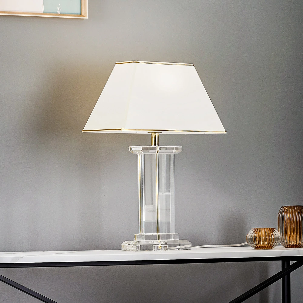 Lampe à poser Veronique, pied étendu, crème/doré avec ampoule LED incluse