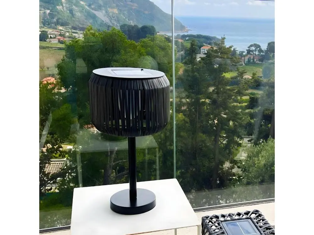Lampe solaire pied acier LED blanc brûlant TRAILY W50 H47cm avec variateur d'intensité