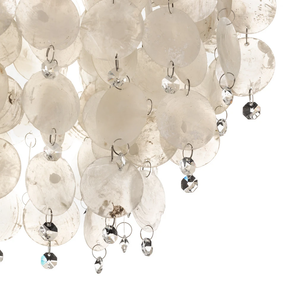 Lampe sur pied Makani, chromé, décor coquillage