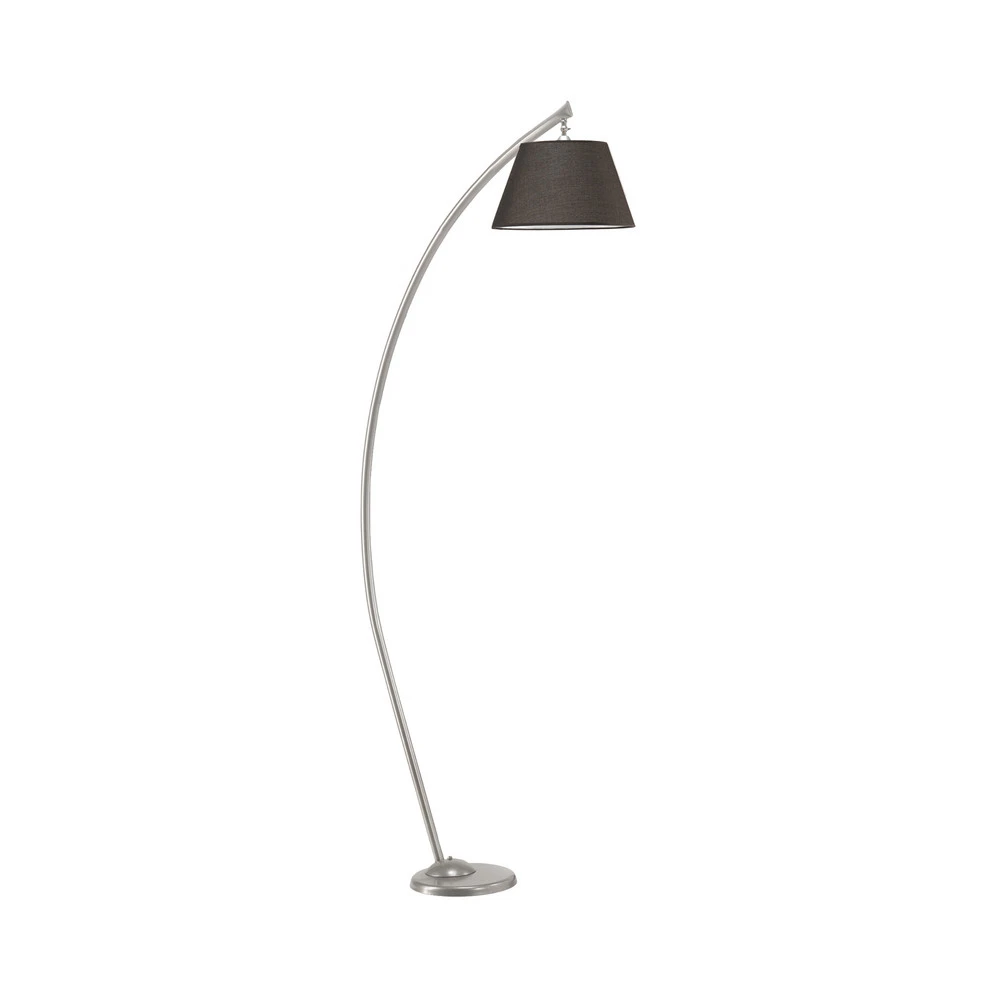 Lampe sur pied Sinea, argent/noir, hauteur 110cm, fer, textile avec douille E27