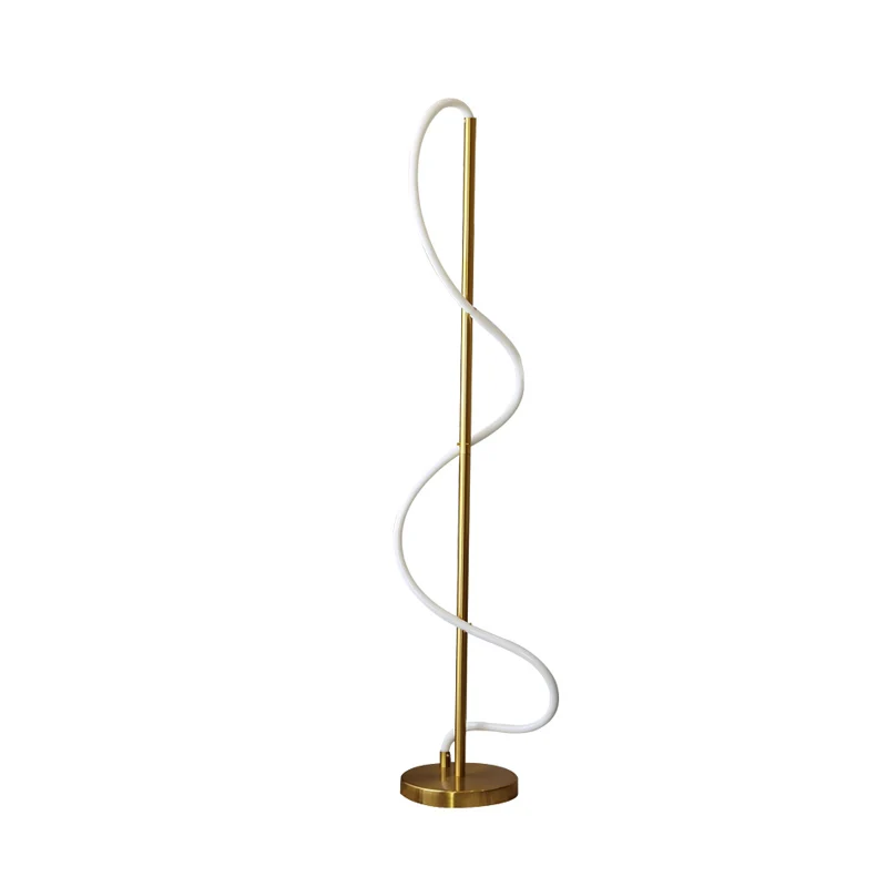 Lampe sur pied en spirale de verre minimaliste LED, éclairage de lecture au sol doré, lumière chaude/blanche | Dimmable |...