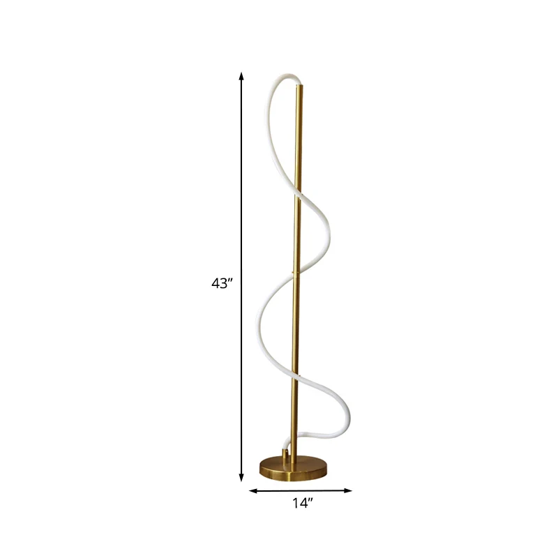 Lampe sur pied en spirale de verre minimaliste LED, éclairage de lecture au sol doré, lumière chaude/blanche | Dimmable |...