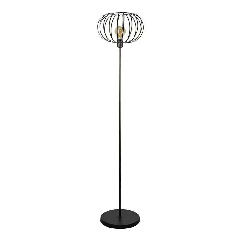 Lámpara de pie vieux style redondeada de acero negro (35 x 35 x 150 cm)