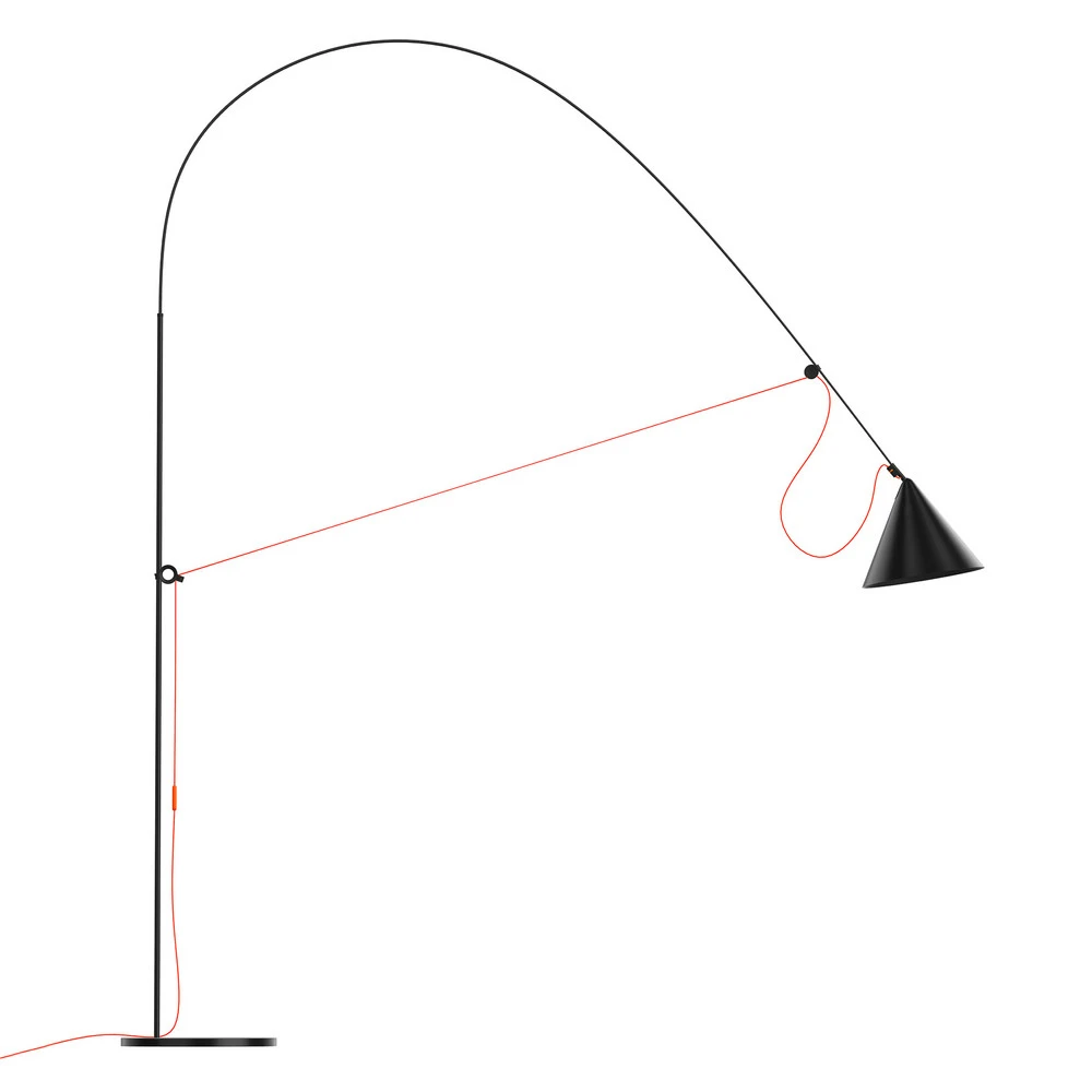 midgard Lampe sur pied LED AYNO XL, noir/orange 4.000 K 290 cm (Certifié CE)