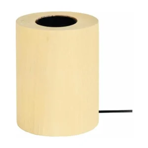 Pied de lampe cylindre bois jaune 10,5 cm. avec variateur d'intensité