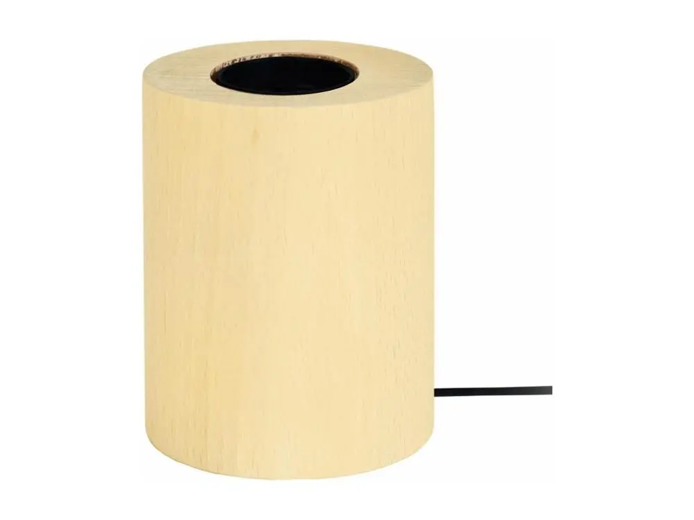 Pied de lampe cylindre bois jaune 10,5 cm. avec variateur d'intensité