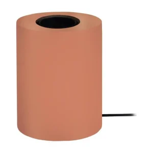 Pied de lampe cylindre bois marron 10,5 cm. en lin naturel