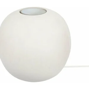 Pied de lampe globe bois ivoire 10 cm. en lin naturel