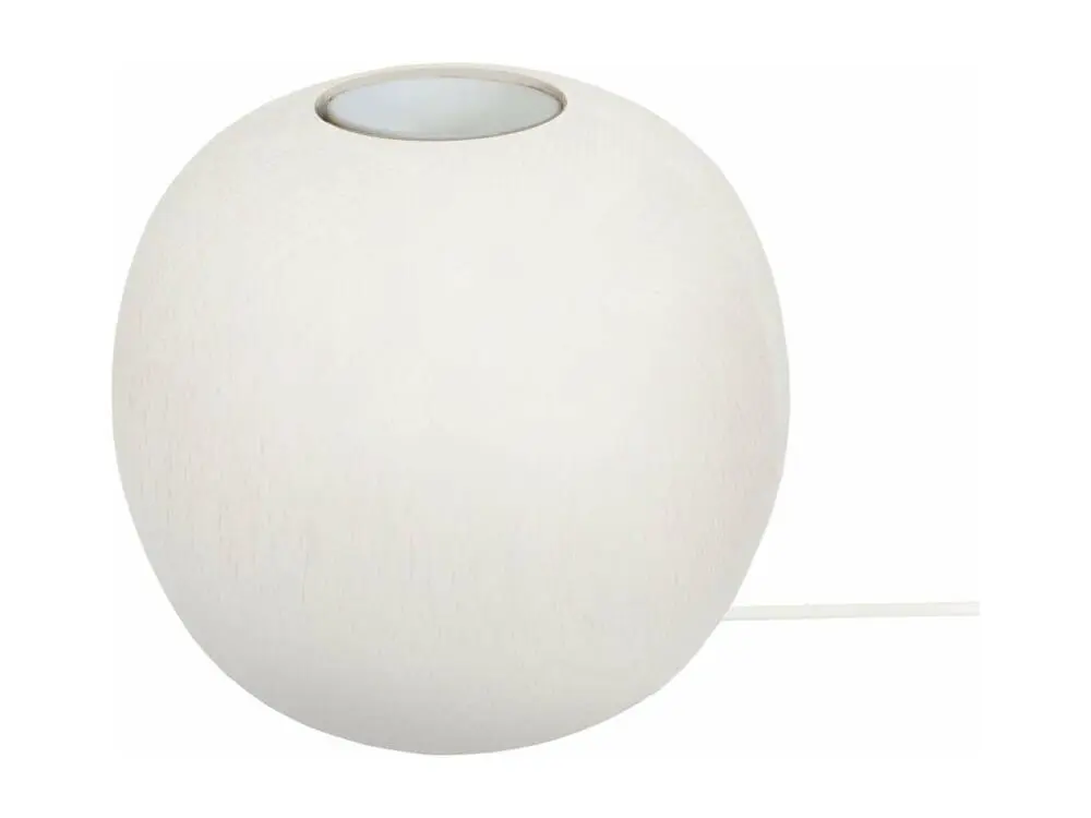 Pied de lampe globe bois ivoire 10 cm. en lin naturel