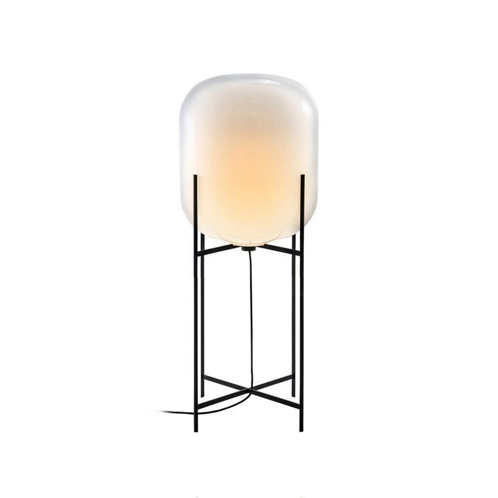 pulpo lampe sur pied Oda Between, blanc/noir, hauteur 111 cm avec variateur d'intensité