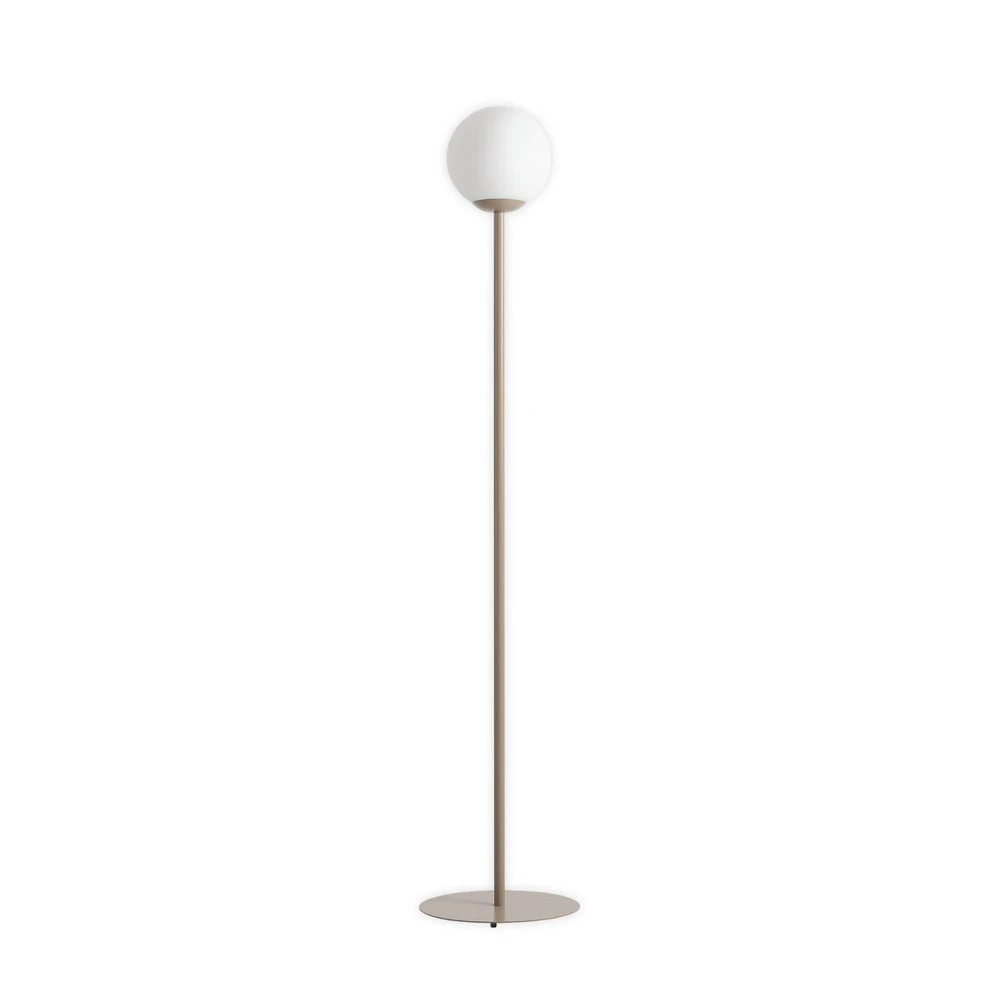 Socle en bois massif Lampe sur pied Joel métal et verre, beige/blanche