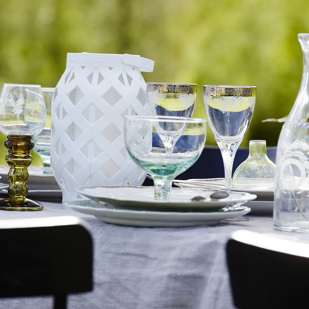 Lanterne LED Flame Lantern, blanche, hauteur 23 cm pour sécurité périmétrique