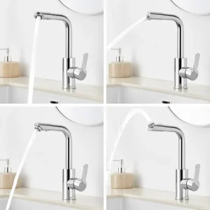 Certifié NF Sanitaire Auralum MAX Robinet de Lavabo Chromé,360° Rotation Robinet de Salle de Bain Eau Froide Et Chaude Rob...
