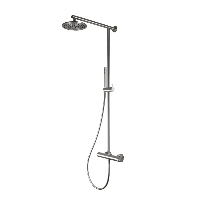 Colonne de douche en acier inoxydable 316L avec déviateur modèle Wellness de Tubico finition satinée