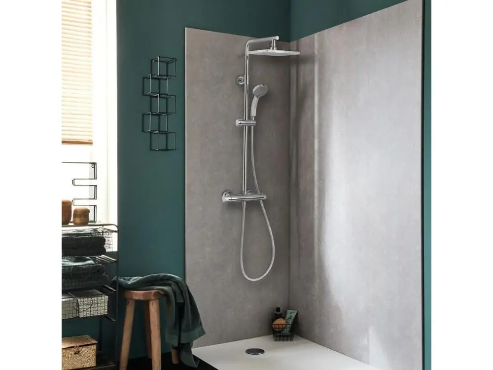 Colonne de douche thermostatique JACOB DELAFON Colette Acier chromé + nettoyant Briochin