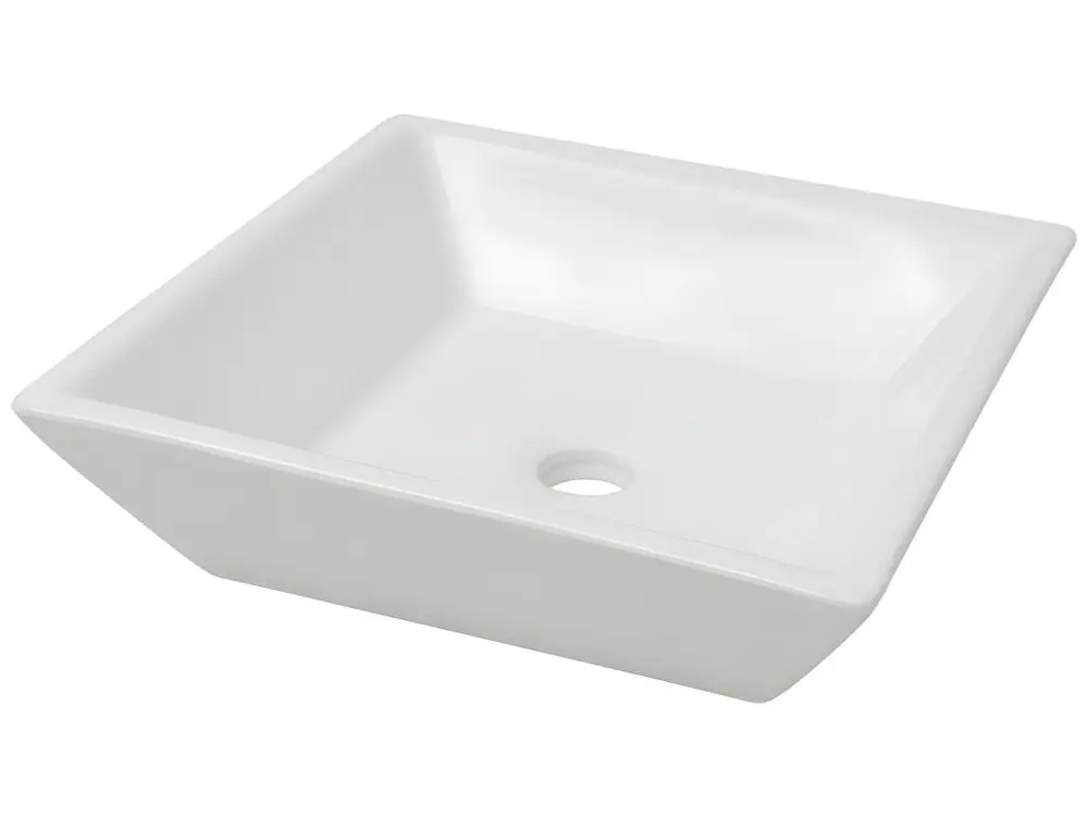 Lavabo carrée céramique 41,5 cm vasque à poser salle bain blanc 02_0002531