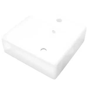Lavabo luxueuse vasque salle de bain carrée avec trop entier 41 x 41 cm céramique blanc 02_0002485