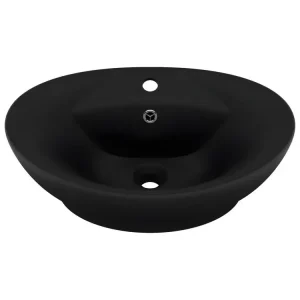 Lavabo ovale de luxe à trop-plein vasque à poser de toilette lave-mains de salle de bain salle cosmétique 58,5x39 cm céram...