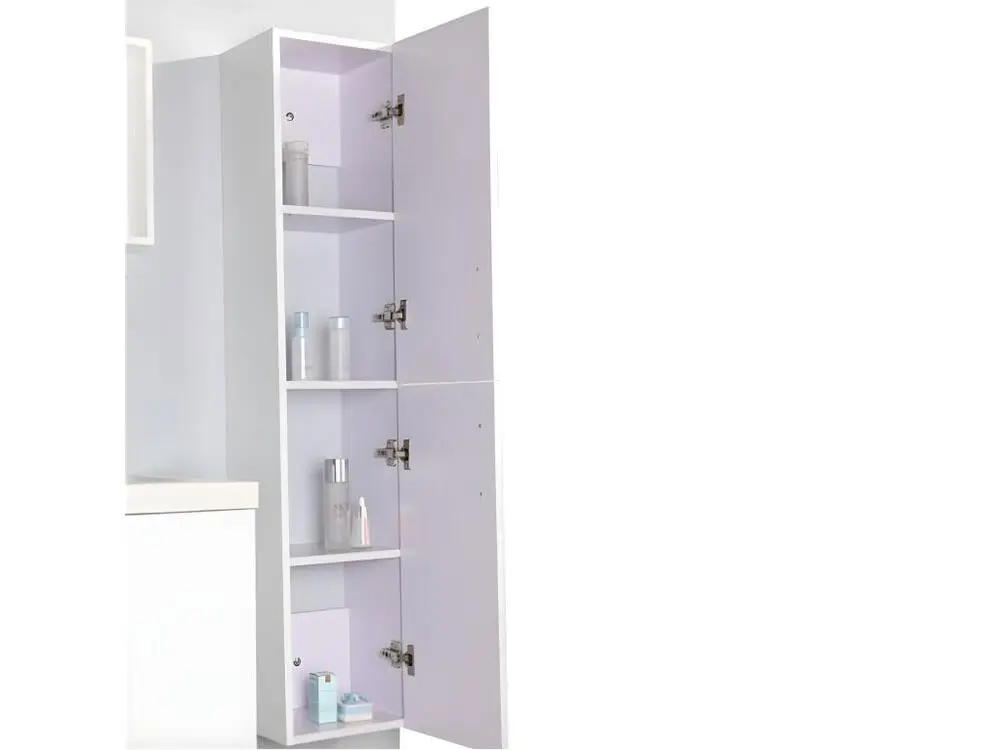 Meuble de Salle de Bain blanc 120 cm Colonne et Lavabo inclus – Emily