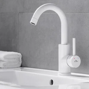 Mitigeur Lavabo, AuraLum Max Robinet Lavabo Haut Pivotant à 360°, Robinet Lavabo Salle de Bain Monocommande avec érateur D...