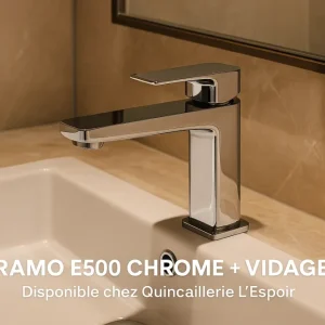 Mitigeur Lavabo + Vidage FRAMO E500 Chrome - Robinetterie Italienne Exclusif