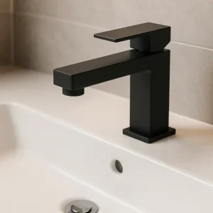Robinet à détection Mitigeur Lavabo + Vidage FRAMO E200 Noir Mat - Robinetterie Italienne Privilégié