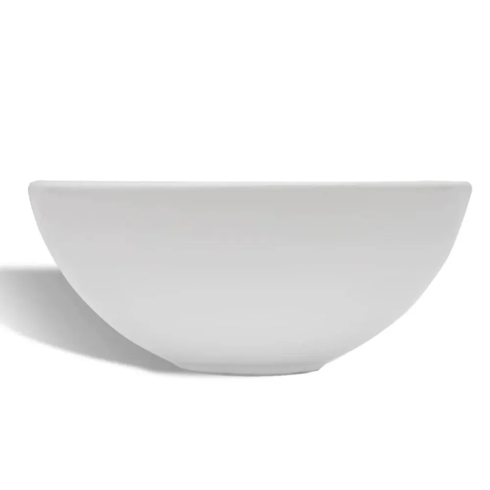 Robinet à levier unique Lavabo de salle de bain diamètre 32,5 cm avec mitigeur céramique rond blanc 02_0002840
