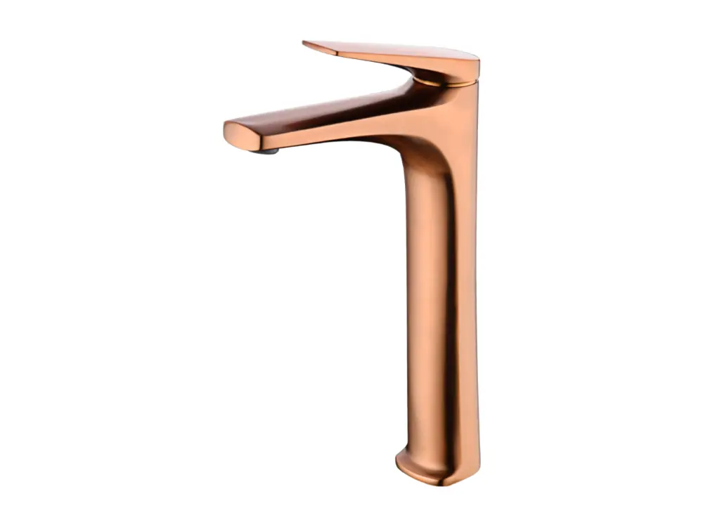 Robinet Mitigeur de Lavabo Bec Haut anti-calcaire Or Rose IMEX Sanizéo DELOS BDD055-3ORC pour Douche à l'Italienne