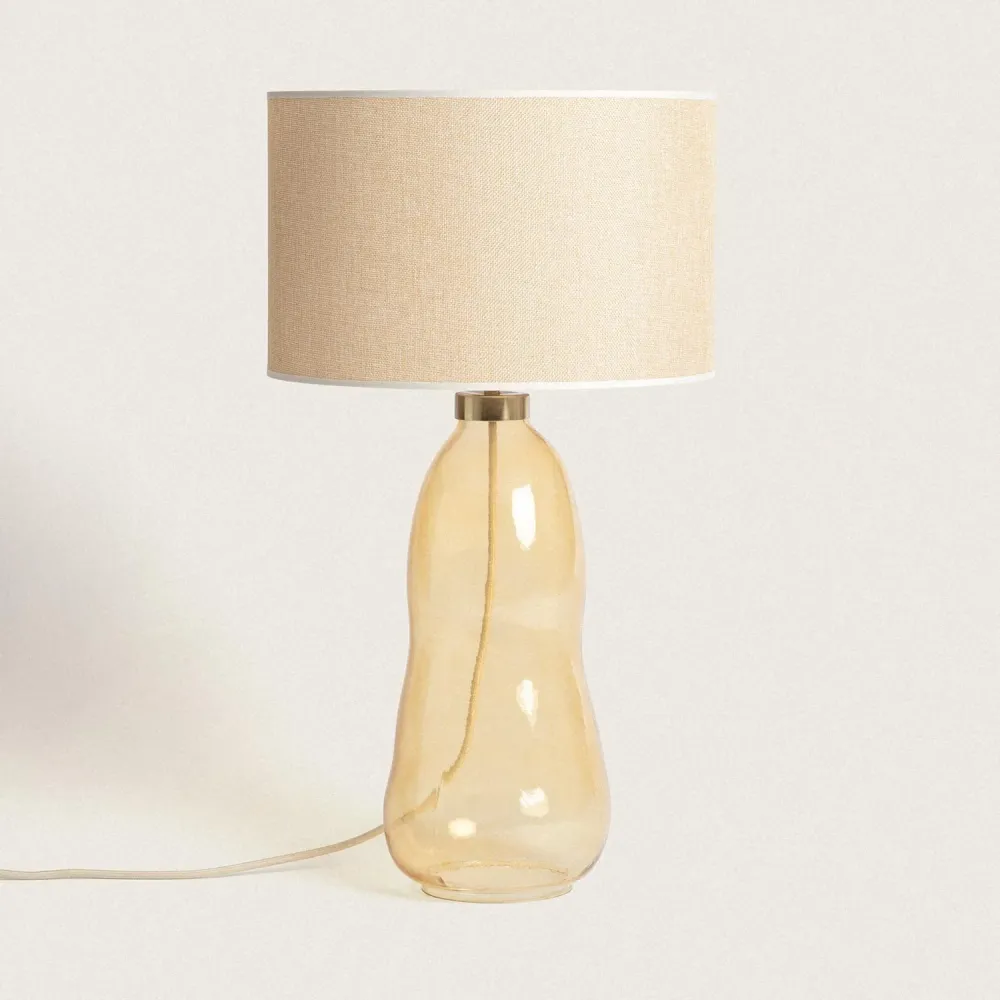 Grande Lampe Tissu Verre avec Éclairage LED Nally Matériau : Verre soufflé