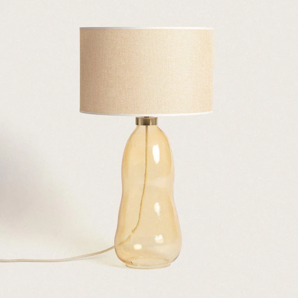 Grande Lampe Tissu Verre avec Éclairage LED Nally Matériau : Verre soufflé