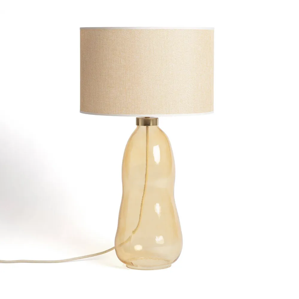 Grande Lampe Tissu Verre avec Éclairage LED Nally Matériau : Verre soufflé