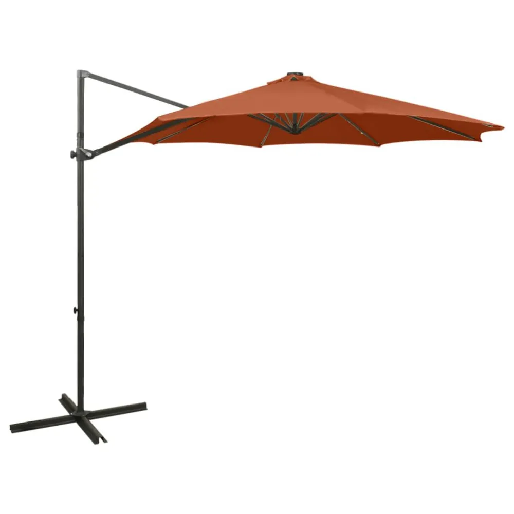 Balise solaire Parasol de jardin en porte-à-faux avec mât et lumières LED