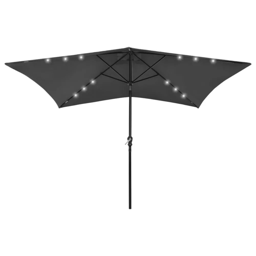 Parasol de jardin avec LED et mât en acier anthracite 2x3 m avec protection IP65