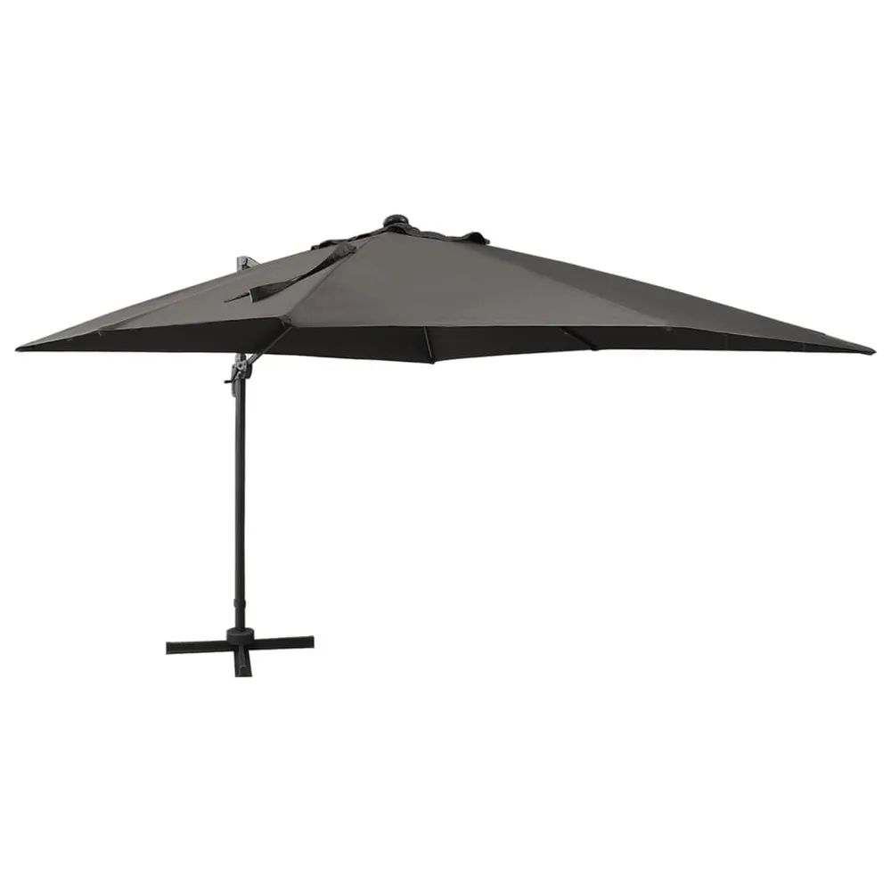 Parasol de jardin en porte-à-faux avec mât et lumières LED pour jardin et patio