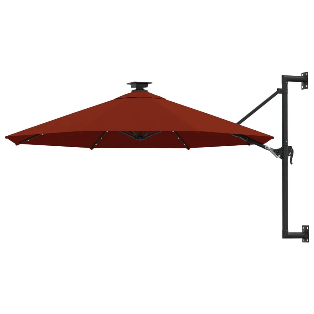 Parasol mural de jardin avec LED 300 cm terre cuite avec protection IP65