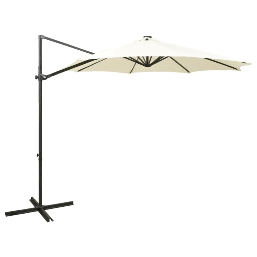 Poteau d'éclairage Parasol de jardin en porte-à-faux et mât et lumières LED sable