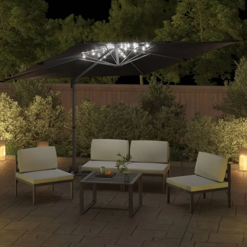 Projecteur solaire Parasol cantilever à LED Noir 400x300 cm