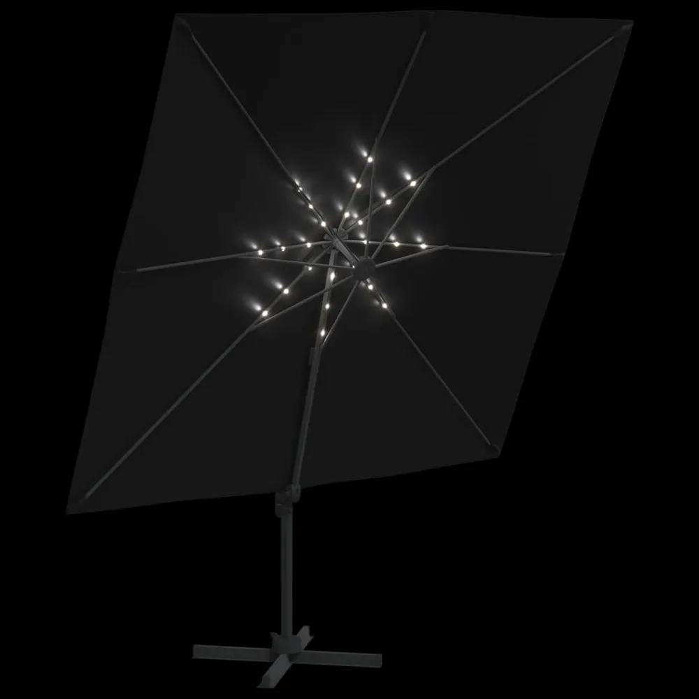 Projecteur solaire Parasol cantilever à LED Noir 400x300 cm