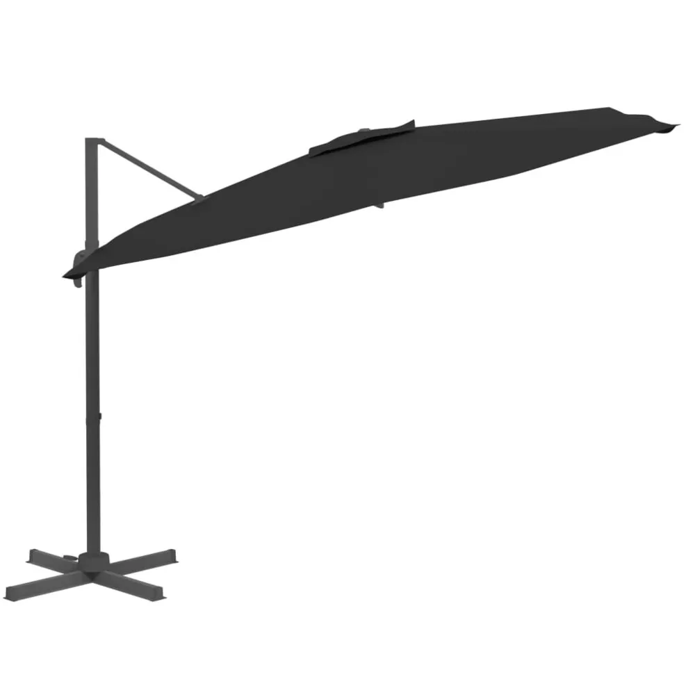 Projecteur solaire Parasol cantilever à LED Noir 400x300 cm