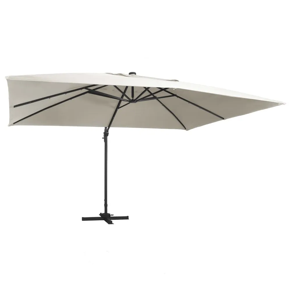 Projecteur solaire Parasol de jardin en porte-à-faux lumières LED mât en aluminium