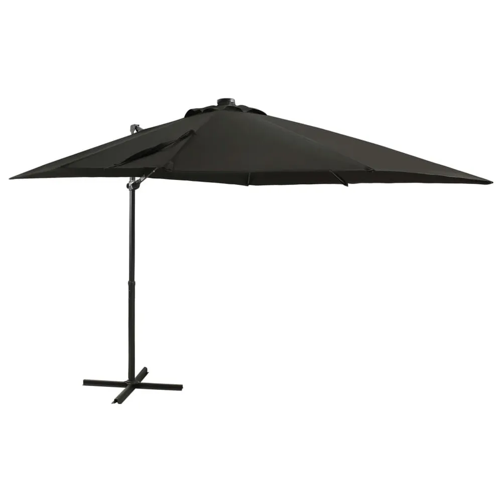 Spot encastrable Parasol de jardin en porte-à-faux et mât et lumières LED noir