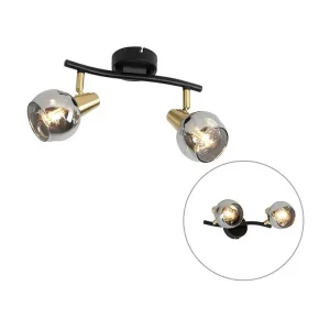 Kit d'Éclairage Ambiance Plafonnier Art Déco noir avec verre fumé 2 lumières - Vidro