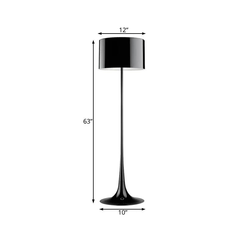 Lampadaire à abat-jour tambour noir/blanc, style tendance, 1 lumière, lampadaire en aluminium pour salon, largeur 12"/16"...
