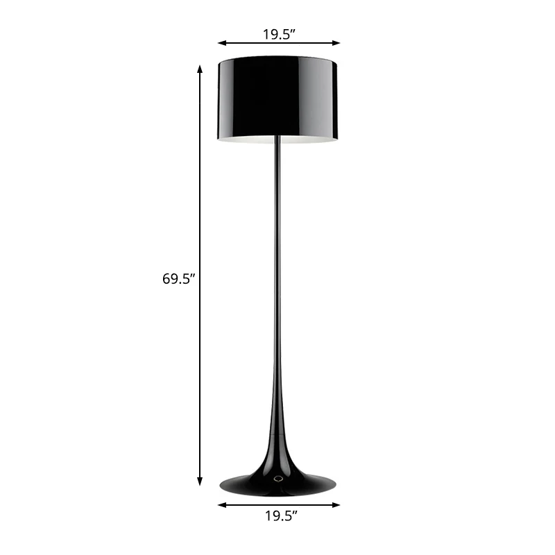 Lampadaire à abat-jour tambour noir/blanc, style tendance, 1 lumière, lampadaire en aluminium pour salon, largeur 12"/16"...
